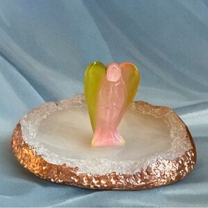 Carved Pink & Yellow Cat’s Eye Angel Figurine